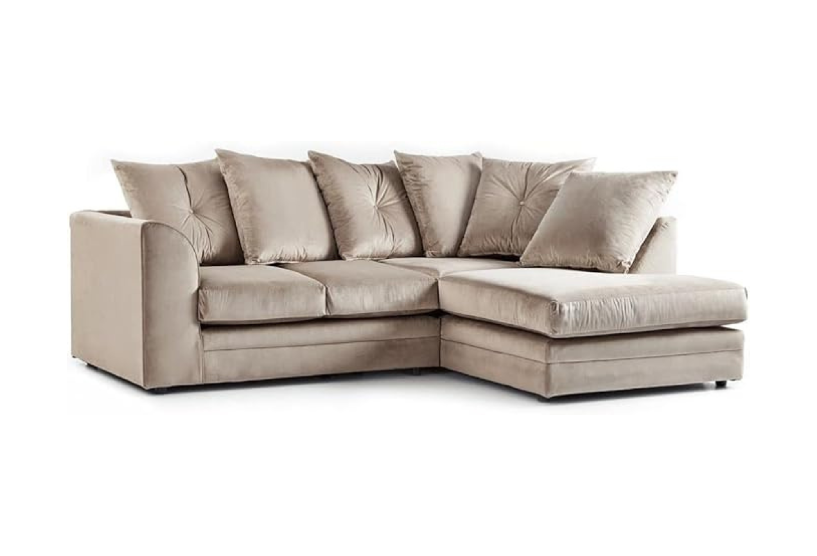 Dylan Plush Velvet Corner Sofa in Silver